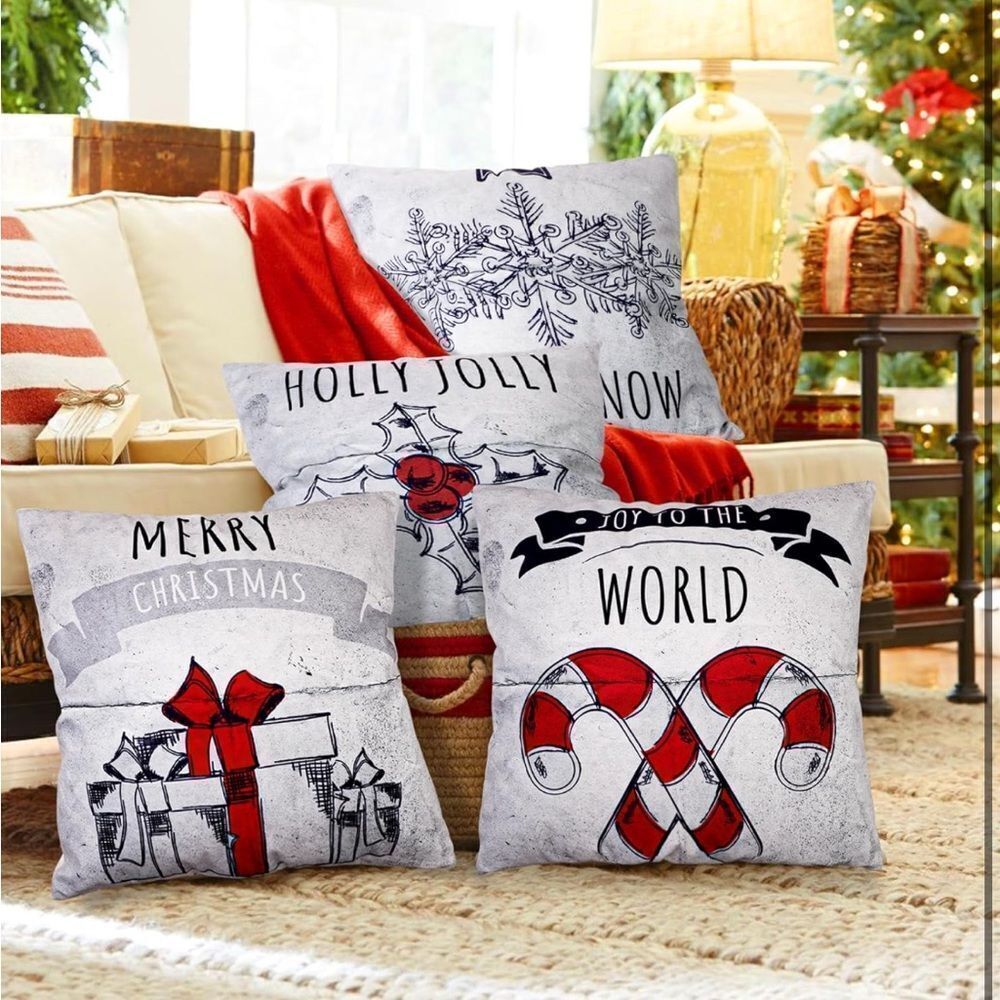 Christmas Pillow Covers 18 x 18 Set of 4 for Christmas Decorations Throw…